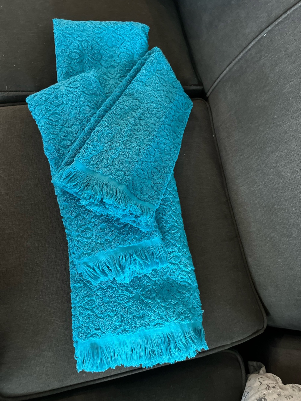 Opalhouse Teal Blue Decorative Fringe Bath Towel Set